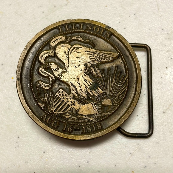 Lewis Buckle Co. Other - Vintage Lewis Buckle Co. Brass Illinois State Emblem 1974 Buckle